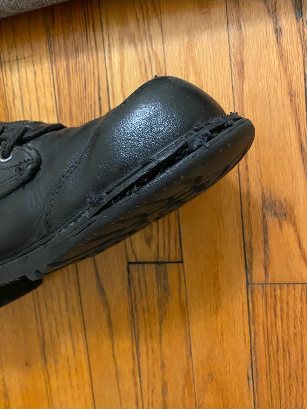 Vintage 80’s/90’s Black Leather Civil / Military Boots Steel Toe Vibram Soles